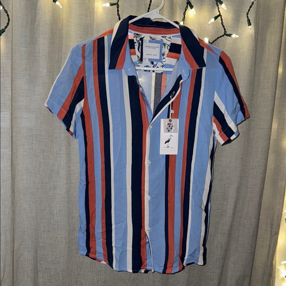 Modern Amusement Men's Striped Shirt - Blue, Red, White